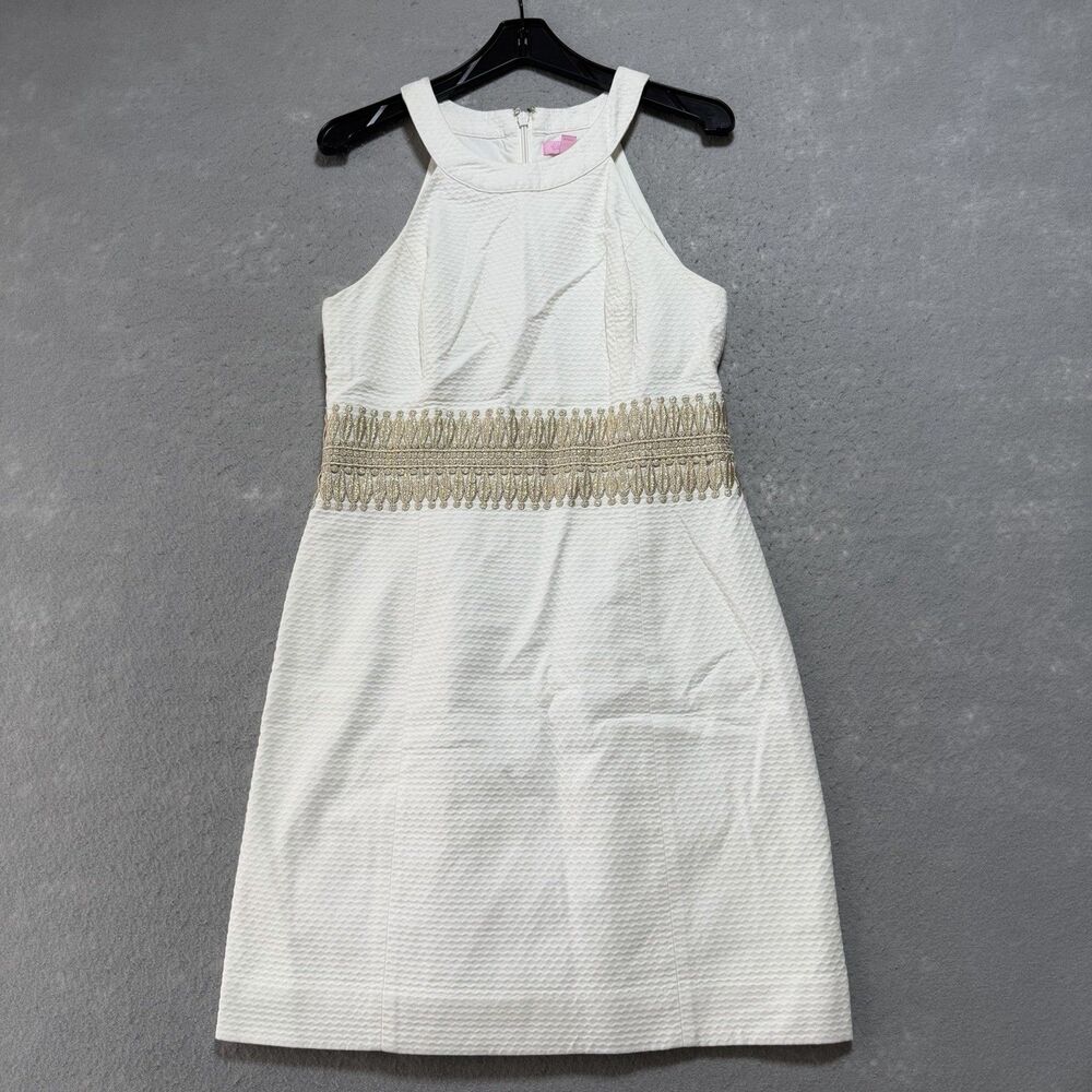 Lilly Pulitzer Ashlyn Shift Dress Women’s Size 10 White Sleeveless Cotton